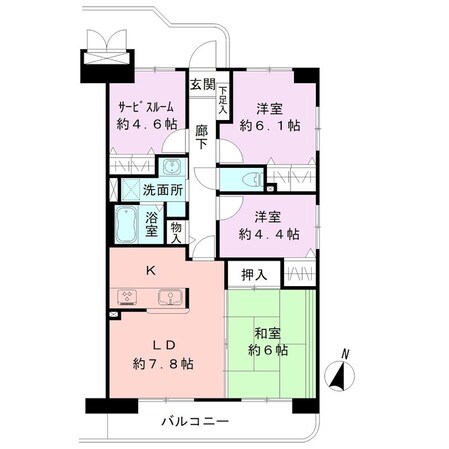 ヴェルビュ南笹口の物件間取画像